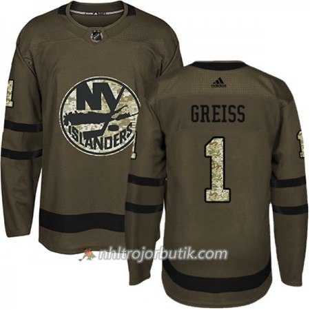 Män Ishockey New York Islanders Tröja Thomas Greiss 1 Adidas 2017-2018 Camo Grön Authentic